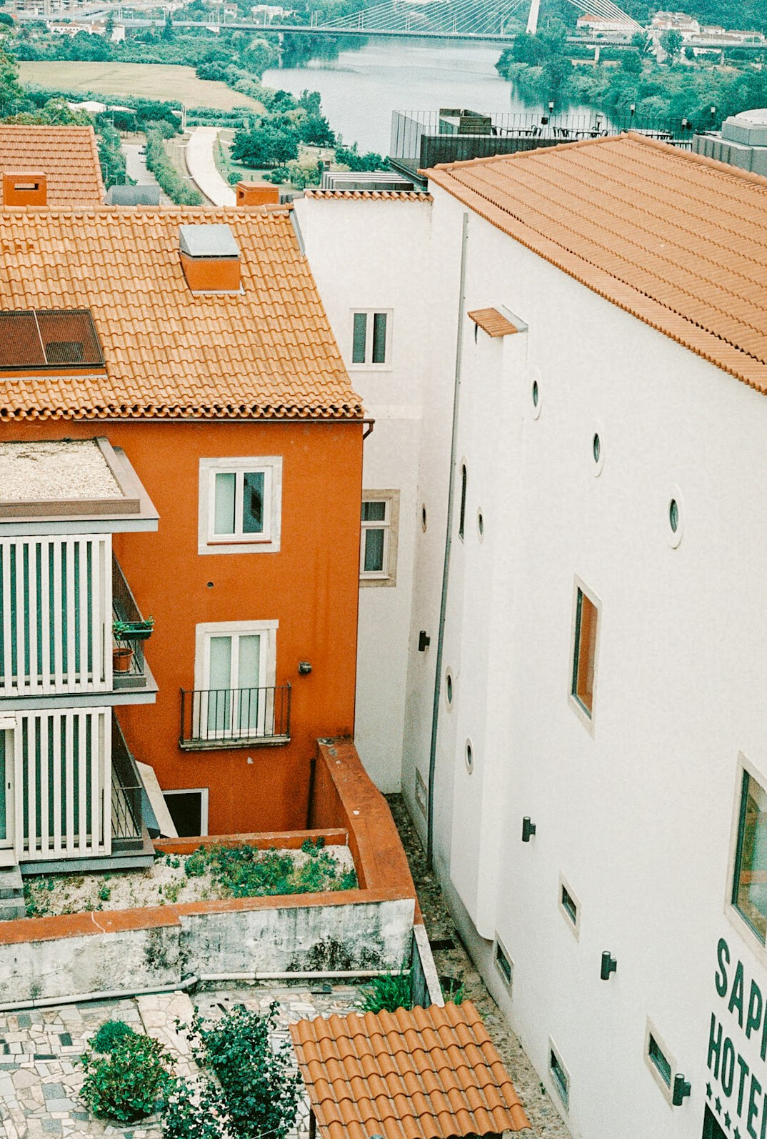 Row of residential apartment buildings in a Portuguese city