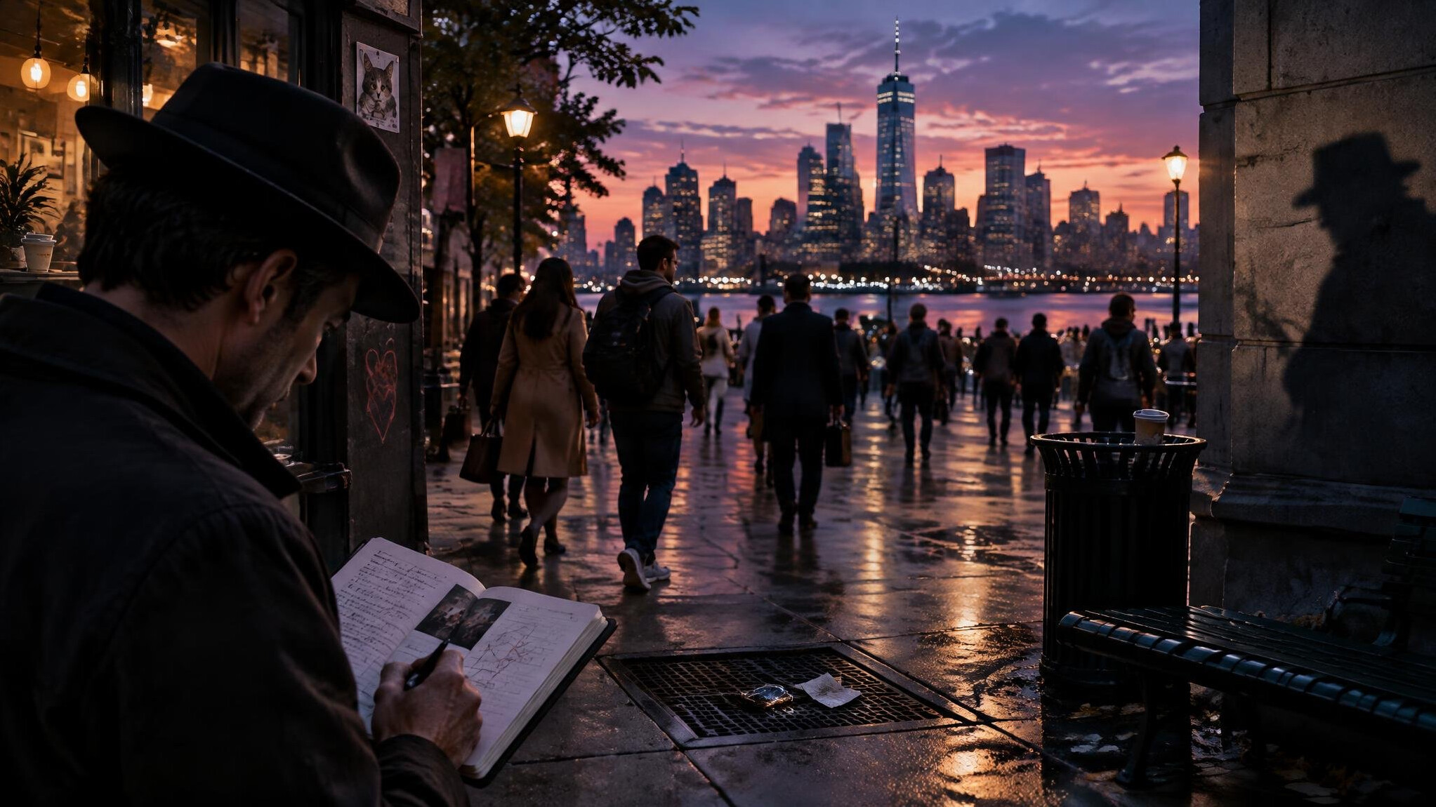 city skyline at twilight
