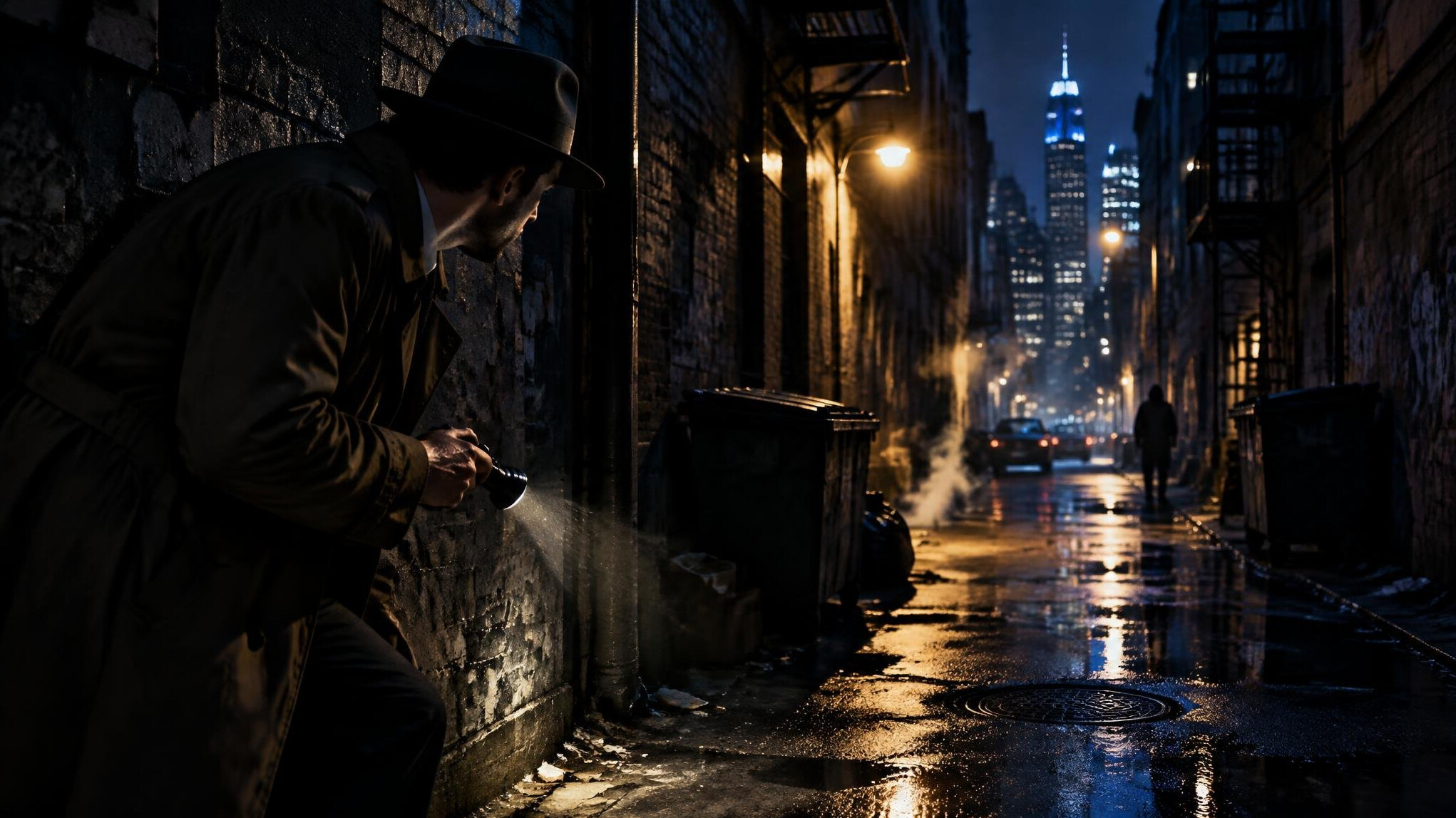 detective investigating urban shadows