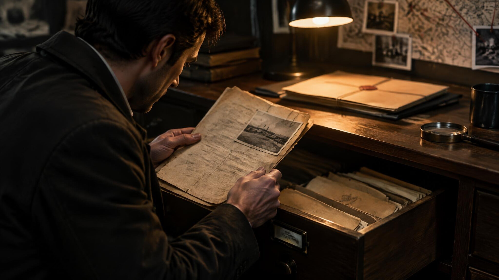 person reading old documents